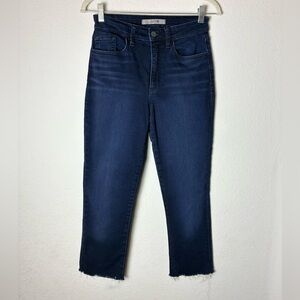 Joe's Jeans Dark Blue High Rise Straight Ankle Jeans Frayed Hem